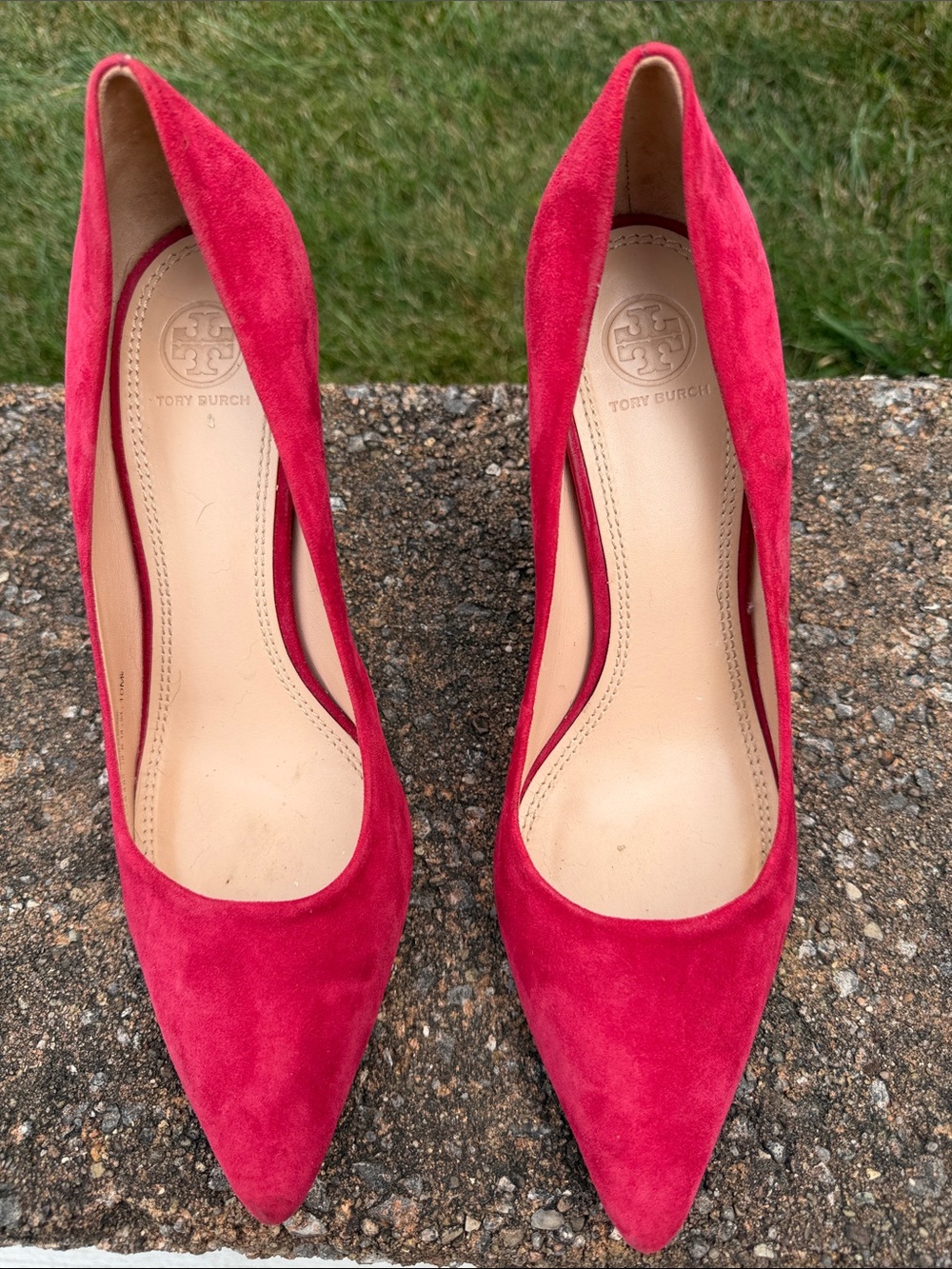Tory Burch Pink Suede Pointed-Toe Pumps - Picture 3 of 7